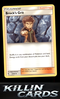 Brock's Grit 53/68 Pokemon Uncommon Hidden Fates Card NM