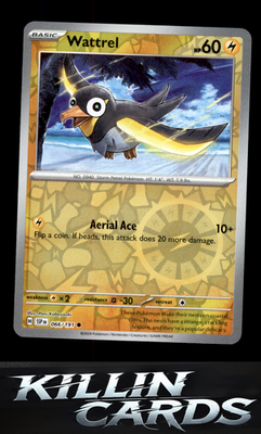 Reverse Holofoil Wattrel 066/191 Pokemon Common SV08: Surging Sparks Card NM