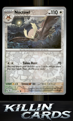 Reverse Holofoil Noctowl 127/162 Pokemon Common SV05: Temporal Forces Card NM