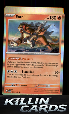 Entei 030/197 Pokemon Rare SV03: Obsidian Flames Card NM