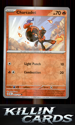 Reverse Holofoil Charcadet 043/197 Pokemon Common SV03: Obsidian Flames Card NM