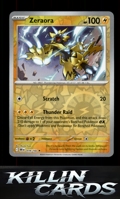 Reverse Holofoil Zeraora 078/182 Pokemon Rare SV10: Destined Rivals Card NM