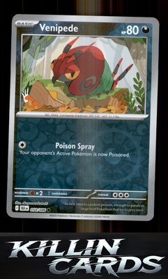 Reverse Holofoil Venipede 054/086 Pokemon Common SV: Black Bolt Card NM