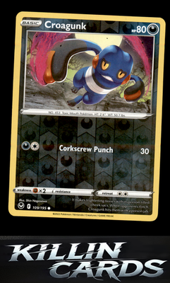 Reverse Holofoil Croagunk 109/195 Pokemon Common SWSH12: Silver Tempest Card NM