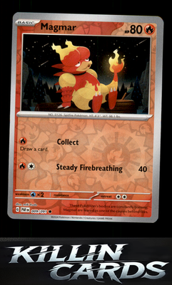 Reverse Holofoil Magmar 009/091 Pokemon Common SV: Paldean Fates Card NM