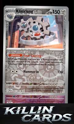 Reverse Holofoil Klinklang 063/086 Pokemon Rare SV: Black Bolt Card NM