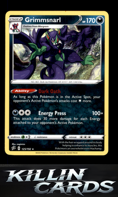 Grimmsnarl 125/192 Pokemon Holo Rare SWSH02: Rebel Clash Card LP