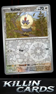 Reverse Holofoil Rufflet 152/191 Pokemon Common SV08: Surging Sparks Card NM