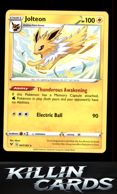 Jolteon 047/185 Pokemon Rare SWSH04: Vivid Voltage Card NM