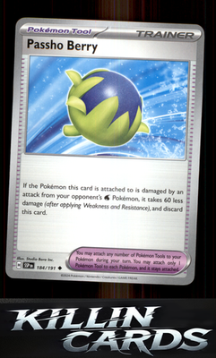 Passho Berry 184/191 Pokemon Uncommon SV08: Surging Sparks Card NM