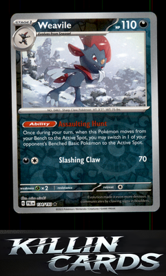 Reverse Holofoil Weavile 134/193 Pokemon Rare SV02: Paldea Evolved Card NM