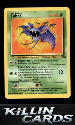 Zubat 57/62 Pokemon Common Fossil Card LP