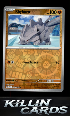 Reverse Holofoil Rhyhorn 074/142 Pokemon Common SV07: Stellar Crown Card NM