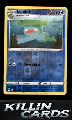 Reverse Holofoil Lombre 033/203 Pokemon Uncommon SWSH07: Evolving Skies Card NM