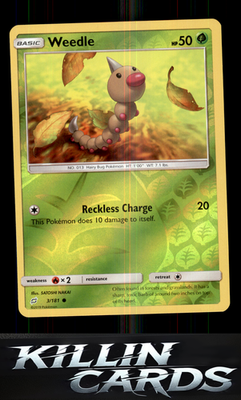 Reverse Holofoil Weedle (3) 3/181 Pokemon Common SM - Team Up Card NM