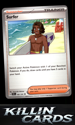 Surfer - 187/191 187/191 Pokemon Uncommon SV08: Surging Sparks Card NM