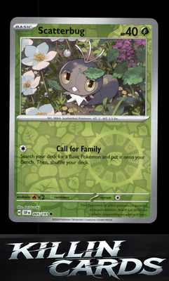 Reverse Holofoil Scatterbug 005/191 Pokemon Common SV08: Surging Sparks Card NM