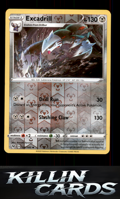 Reverse Holofoil Excadrill 122/185 Pokemon Uncommon SWSH04: Vivid Voltage Card N