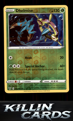 Reverse Holofoil Dhelmise 019/185 Pokemon Uncommon SWSH04: Vivid Voltage Card NM