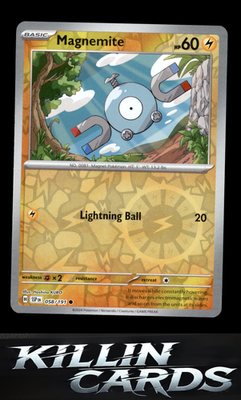 Reverse Holofoil Magnemite 058/191 Pokemon Common SV08: Surging Sparks Card NM