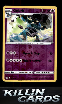 Reverse Holofoil Golurk 077/189 Pokemon Rare SWSH03: Darkness Ablaze Card NM