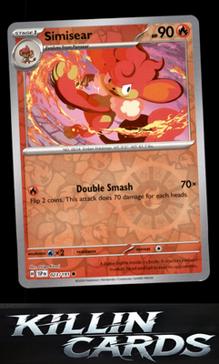 Reverse Holofoil Simisear 023/191 Pokemon Common SV08: Surging Sparks Card NM