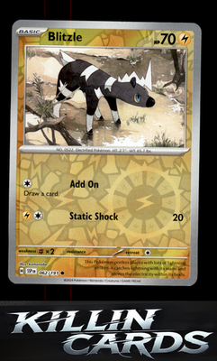 Reverse Holofoil Blitzle 062/191 Pokemon Common SV08: Surging Sparks Card NM