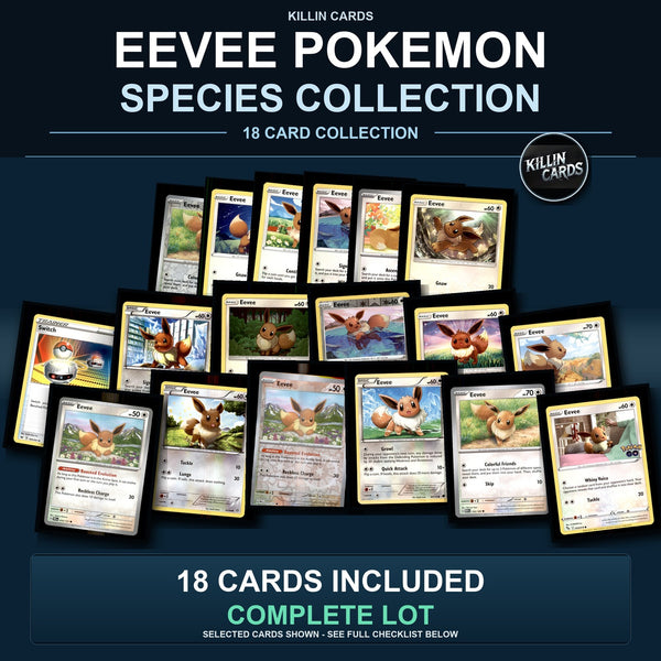 Pokemon TCG Eevee Pokemon Species Collection 18 Different Cards Collection