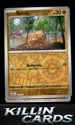 Reverse Holofoil Bonsly 110/197 Pokemon Common SV03: Obsidian Flames Card NM