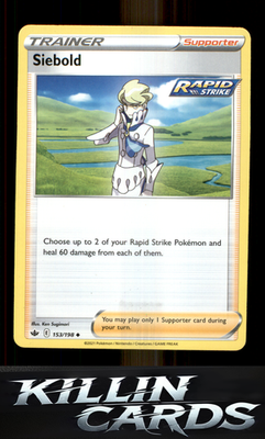 Siebold 153/198 Pokemon Uncommon SWSH06: Chilling Reign Card NM