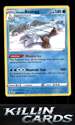 Hisuian Avalugg 048/189 Pokemon Rare SWSH10: Astral Radiance Card NM