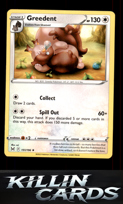 Greedent 151/196 Pokemon Rare SWSH11: Lost Origin Card NM