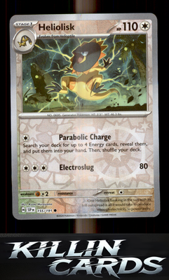 Reverse Holofoil Heliolisk 155/191 Pokemon Common SV08: Surging Sparks Card NM