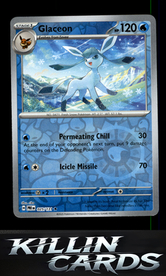 Reverse Holofoil Glaceon 025/131 Pokemon Rare SV: Prismatic Evolutions Card NM