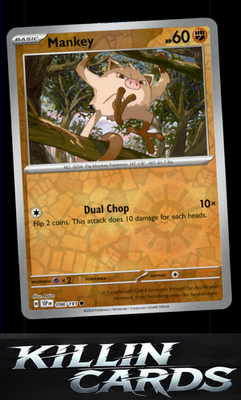 Reverse Holofoil Mankey 098/191 Pokemon Common SV08: Surging Sparks Card NM