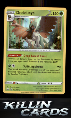 Decidueye 013/189 Pokemon Holo Rare SWSH03: Darkness Ablaze Card NM