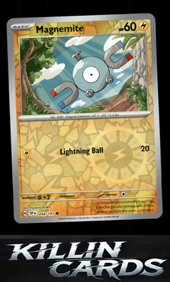 Reverse Holofoil Magnemite 058/191 Pokemon Common SV08: Surging Sparks Card NM
