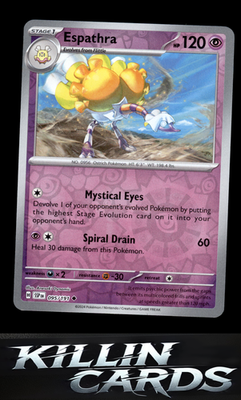 Reverse Holofoil Espathra 095/191 Pokemon Uncommon SV08: Surging Sparks Card NM