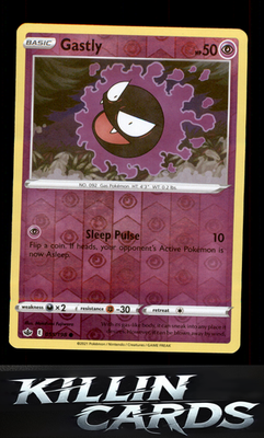 Reverse Holofoil Gastly 055/198 Pokemon Common SWSH06: Chilling Reign Card NM