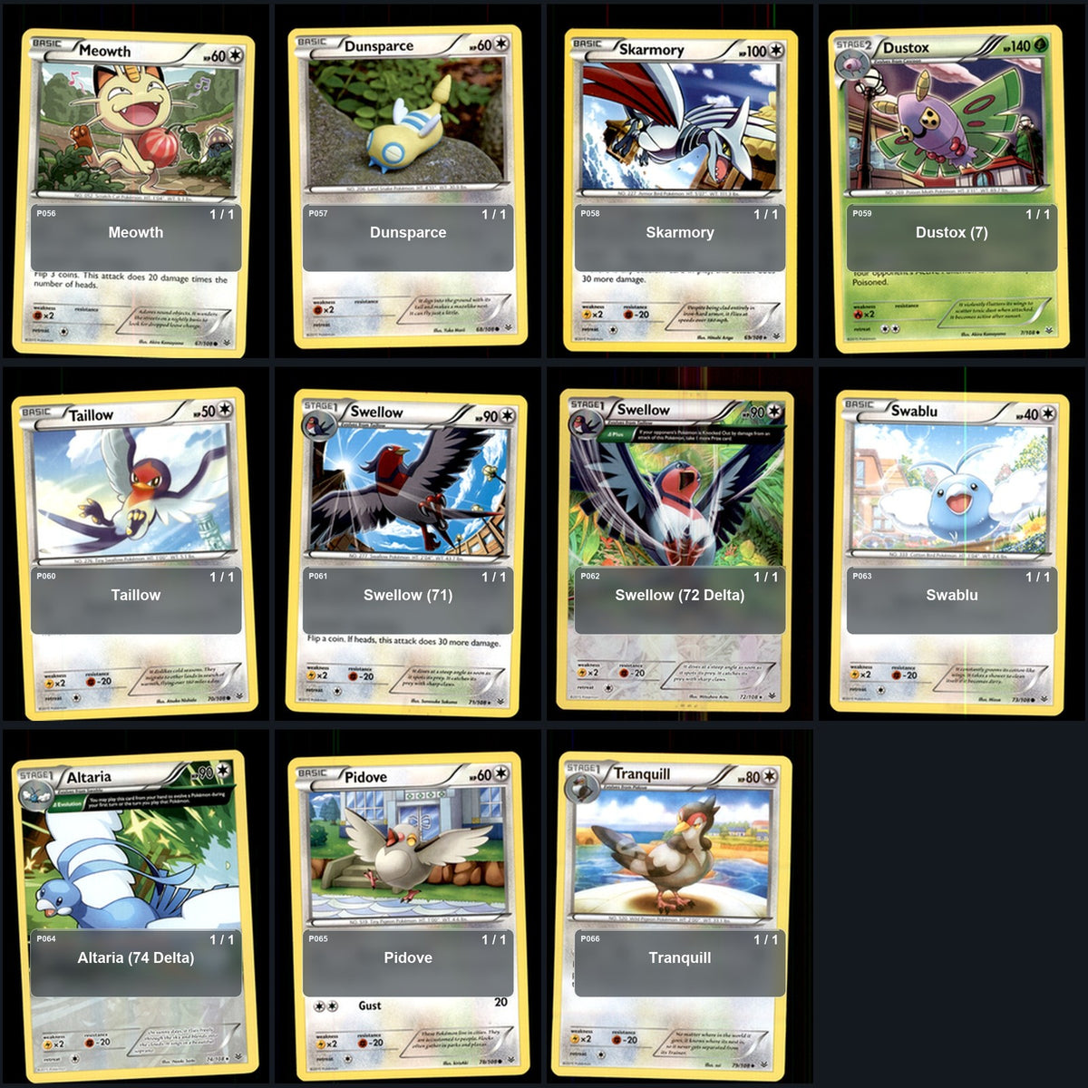 Pokemon TCG XY - Roaring Skies C/UC/R Standard Set 72 Cards