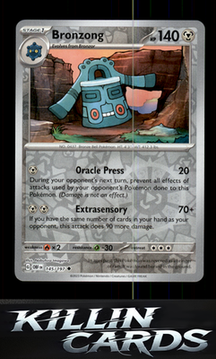 Reverse Holofoil Bronzong 145/197 Pokemon Uncommon SV03: Obsidian Flames Card NM