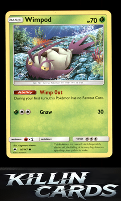 Wimpod 16/147 Pokemon Common SM - Burning Shadows Card NM