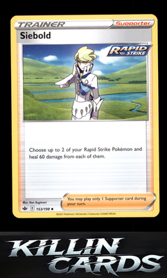 Siebold 153/198 Pokemon Uncommon SWSH06: Chilling Reign Card NM