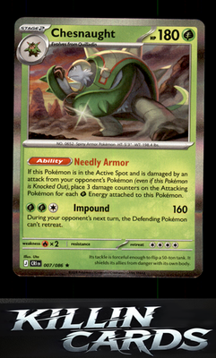 Chesnaught 007/086 Pokemon Rare ME04: Chaos Rising Card NM