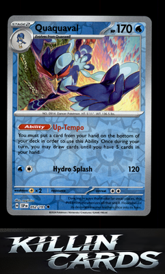 Reverse Holofoil Quaquaval 052/191 Pokemon Uncommon SV08: Surging Sparks Card NM
