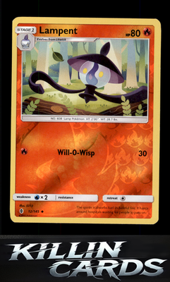 Reverse Holofoil Lampent 12/145 Pokemon Uncommon SM - Guardians Rising Card NM