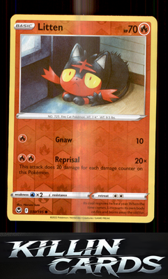 Reverse Holofoil Litten 030/195 Pokemon Common SWSH12: Silver Tempest Card NM