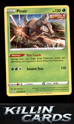 Pinsir 001/203 Pokemon Rare SWSH07: Evolving Skies Card NM