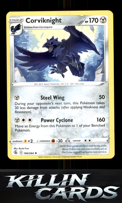 Corviknight 190/264 Pokemon Rare SWSH08: Fusion Strike Card NM