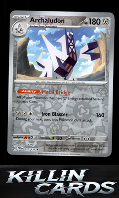 Reverse Holofoil Archaludon 070/131 Pokemon Rare SV: Prismatic Evolutions Card N